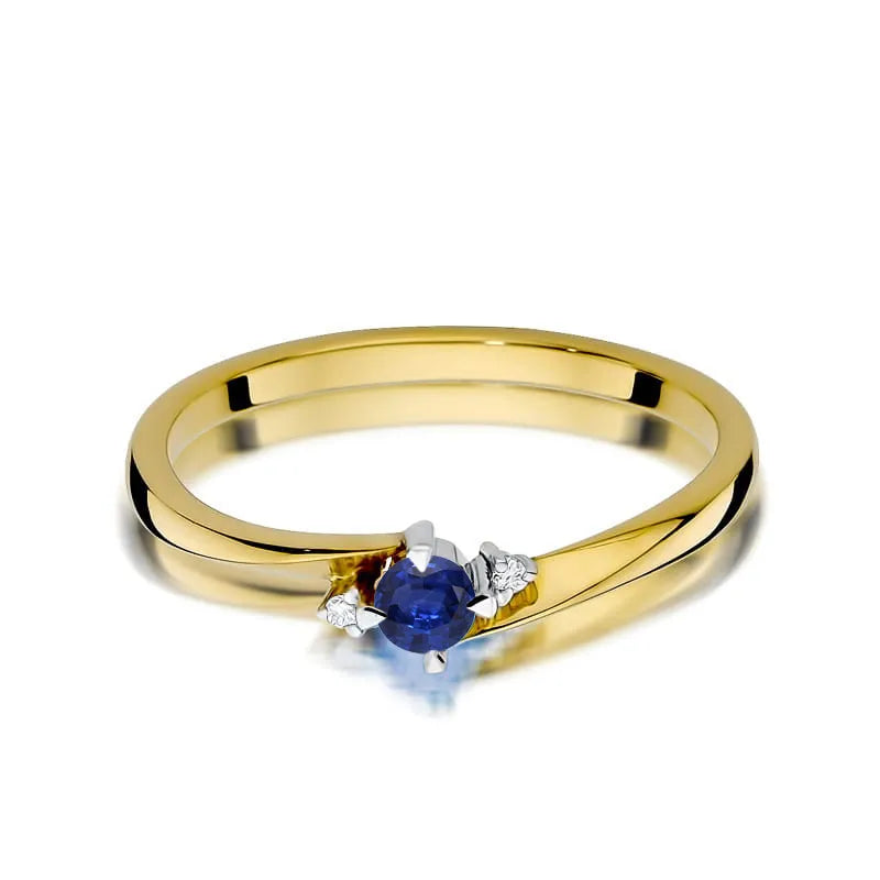 Gold Ring with 0.15ct Sapphire and 0.017ct Diamonds