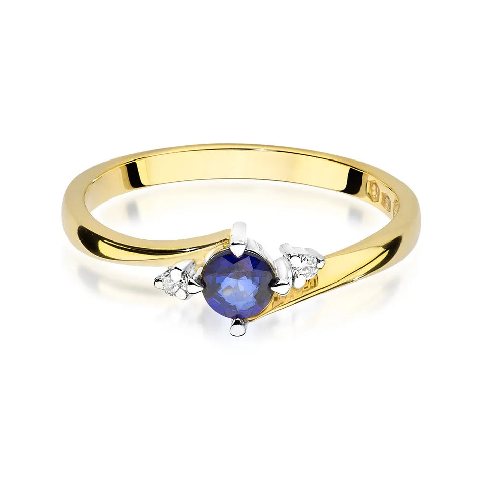 Gold Ring with 0.30ct Sapphire and 0.029ct Diamonds