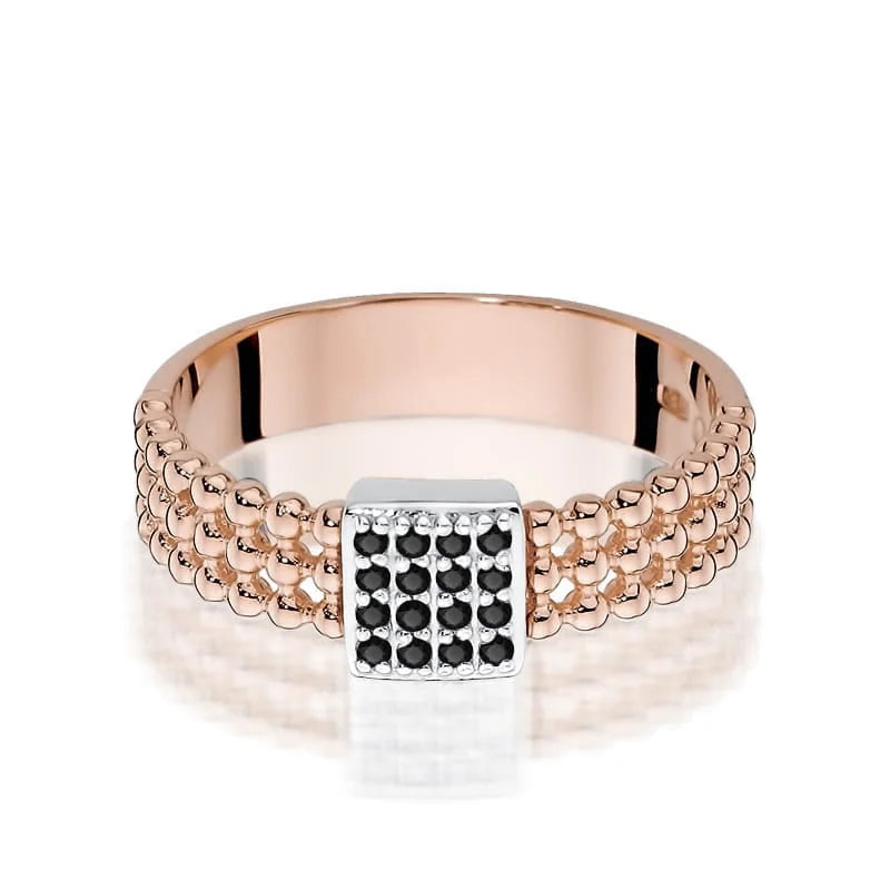 Gold Ring with 0.08ct Black Diamonds