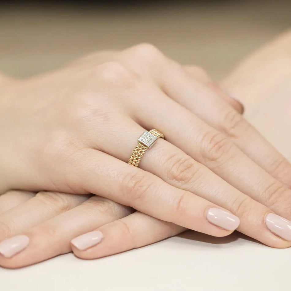 Zlatý prsten s diamanty 0,08 ct