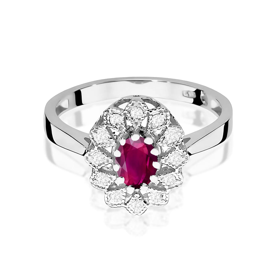 Gold Ring with 0.50ct Rhodolite and 0.103ct Diamonds