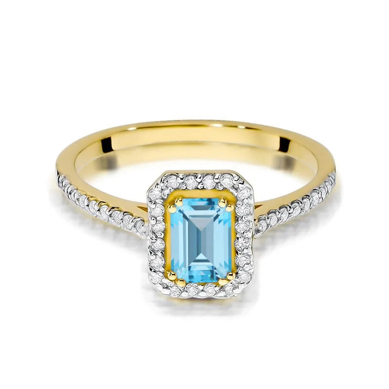 Gold Ring with 0.65ct Topaz and 0.19ct Diamonds