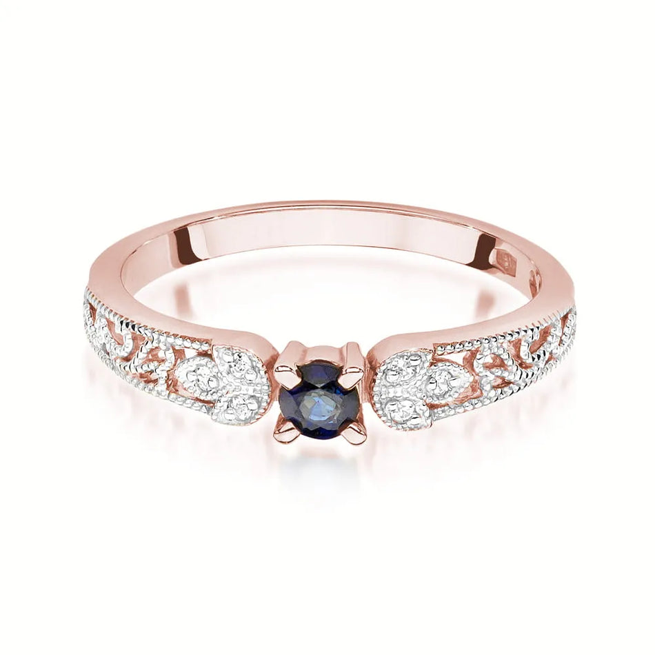 Gold Ring with 0.15ct Sapphire and 0.03ct Diamonds