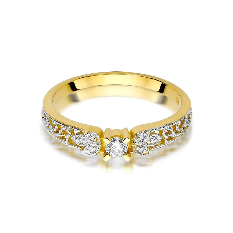 Gold Ring with 0.10ct and 0.03ct Diamonds