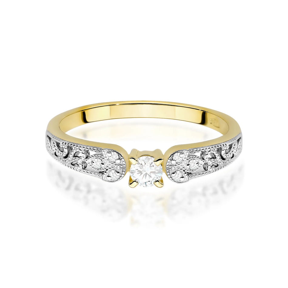 Gold Ring with 0.10ct and 0.03ct Lab-Diamonds