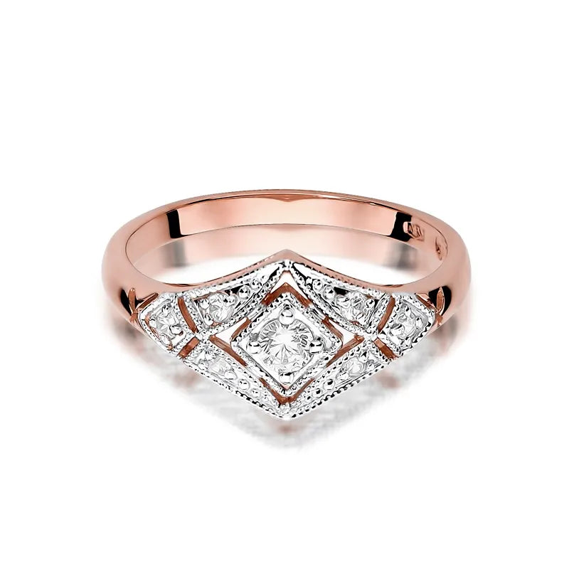 Zlatý prsten s diamanty 0,10 ct a 0,087 ct