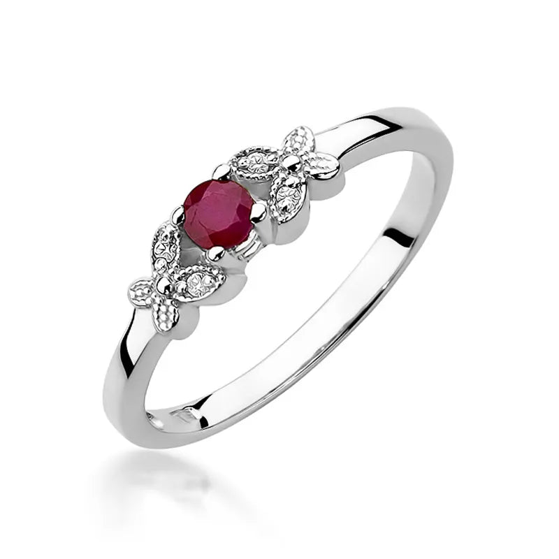 Gold Ring with 0.15ct Ruby and 0.02ct Diamonds