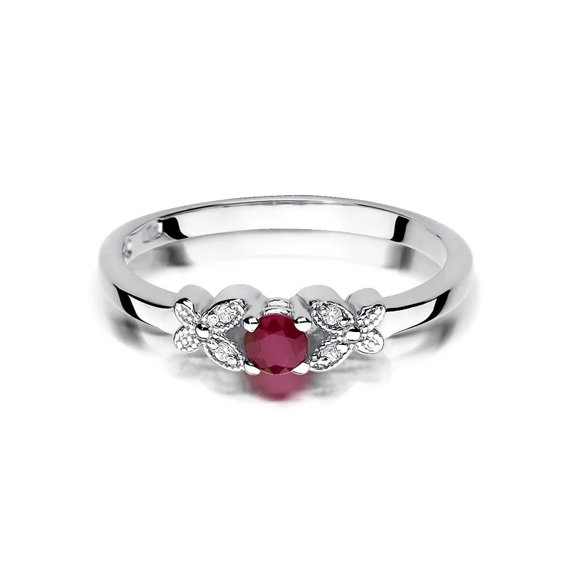 Gold Ring with 0.15ct Ruby and 0.02ct Diamonds