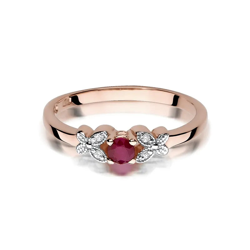 Gold Ring with 0.15ct Ruby and 0.02ct Diamonds