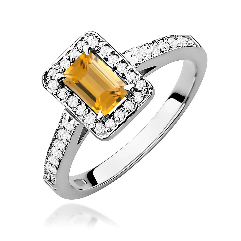 Gold Ring with 0.60ct Citrin and 0.22ct Diamonds