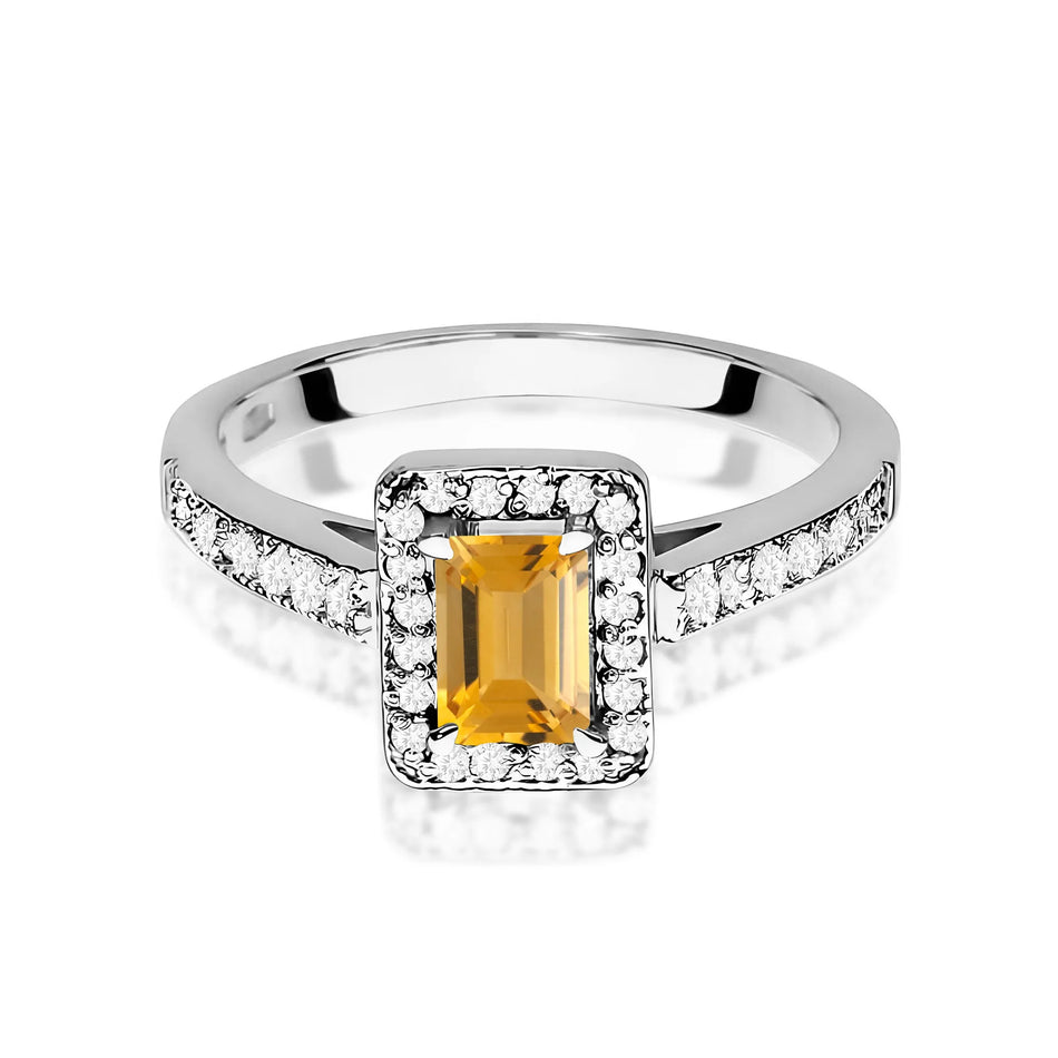 Gold Ring with 0.60ct Citrin and 0.22ct Diamonds