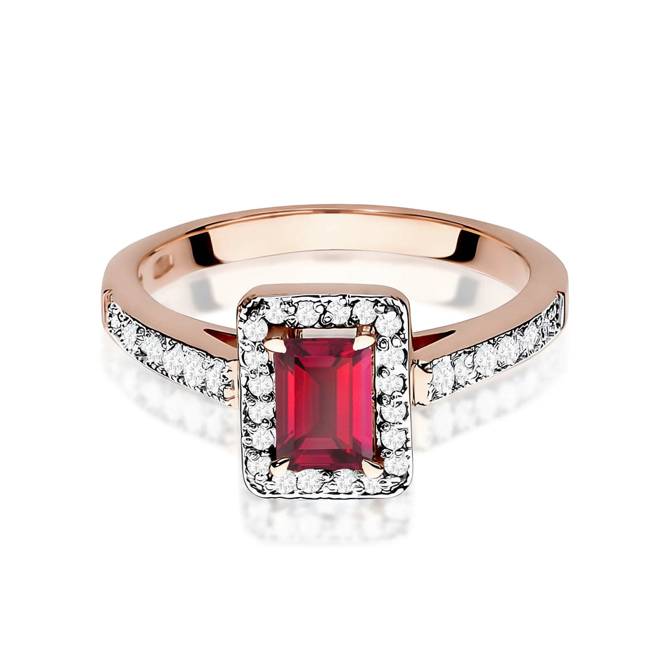 Gold Ring with 0.80ct Ruby and 0.22ct Diamonds