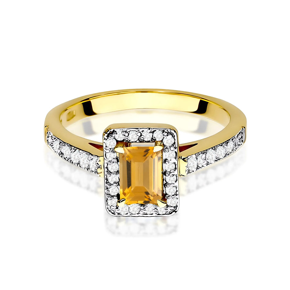 Gold Ring with 0.60ct Citrin and 0.22ct Diamonds