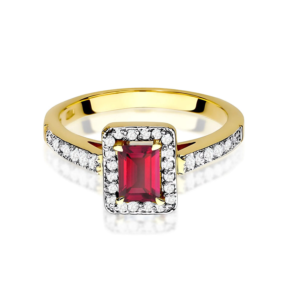 Gold Ring with 0.80ct Ruby and 0.22ct Diamonds