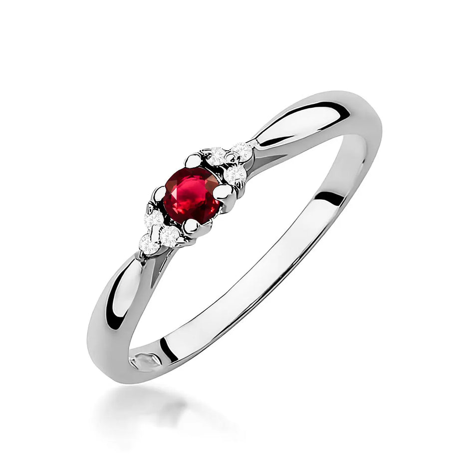 Gold Ring with 0.15ct Ruby and 0.03ct Diamonds