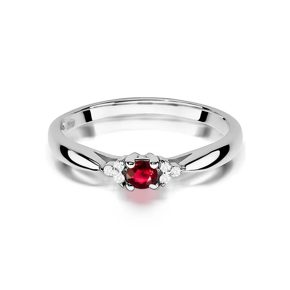 Gold Ring with 0.15ct Ruby and 0.03ct Diamonds