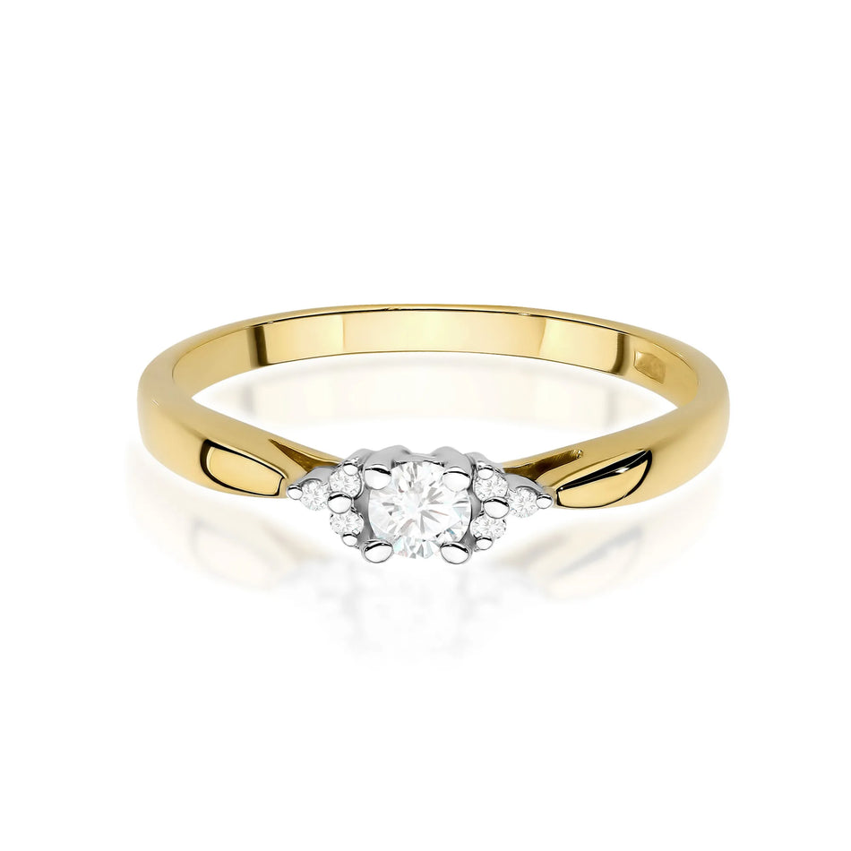 Gold Ring with 0.10ct and 0.03ct Lab-diamonds