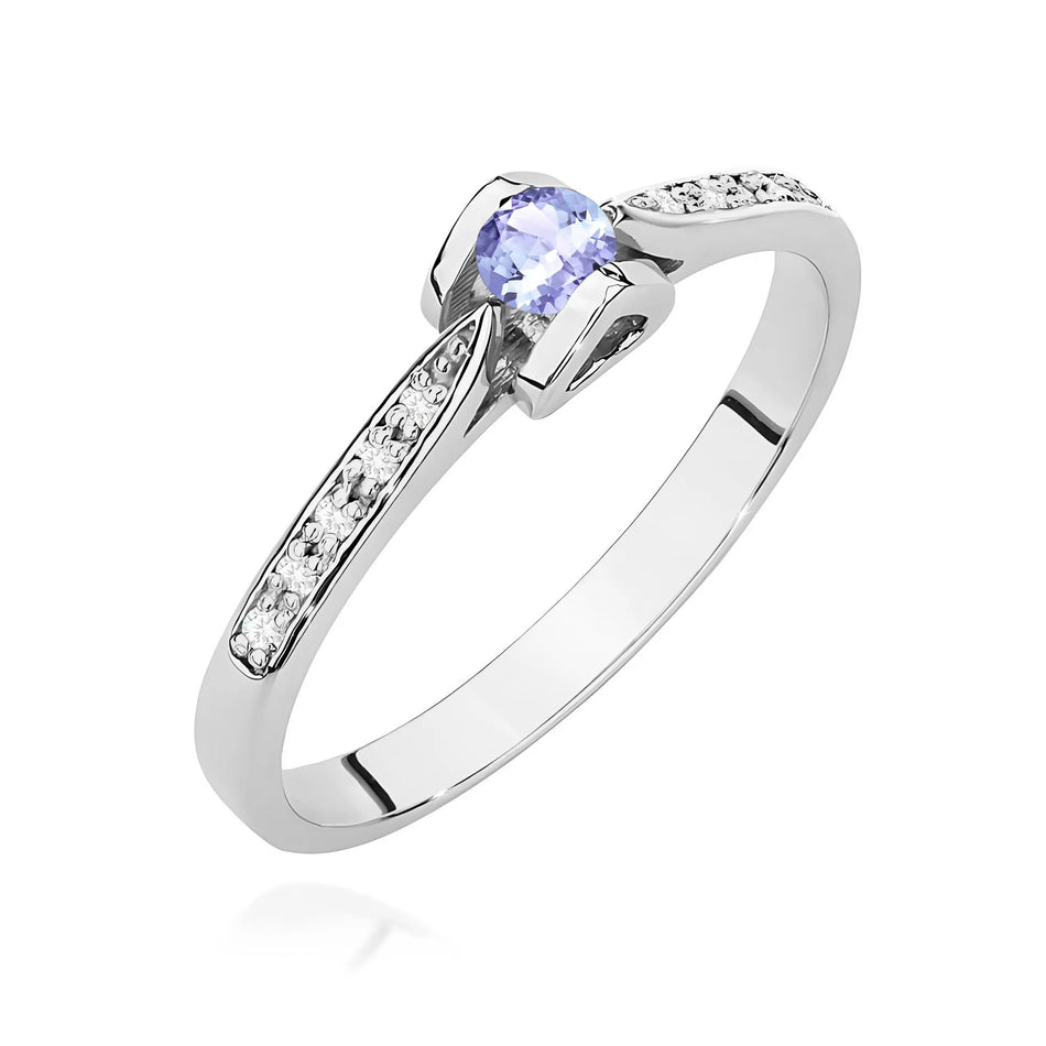 Zlatý prsten s 0,15ct tanzanitem a 0,05ct diamanty