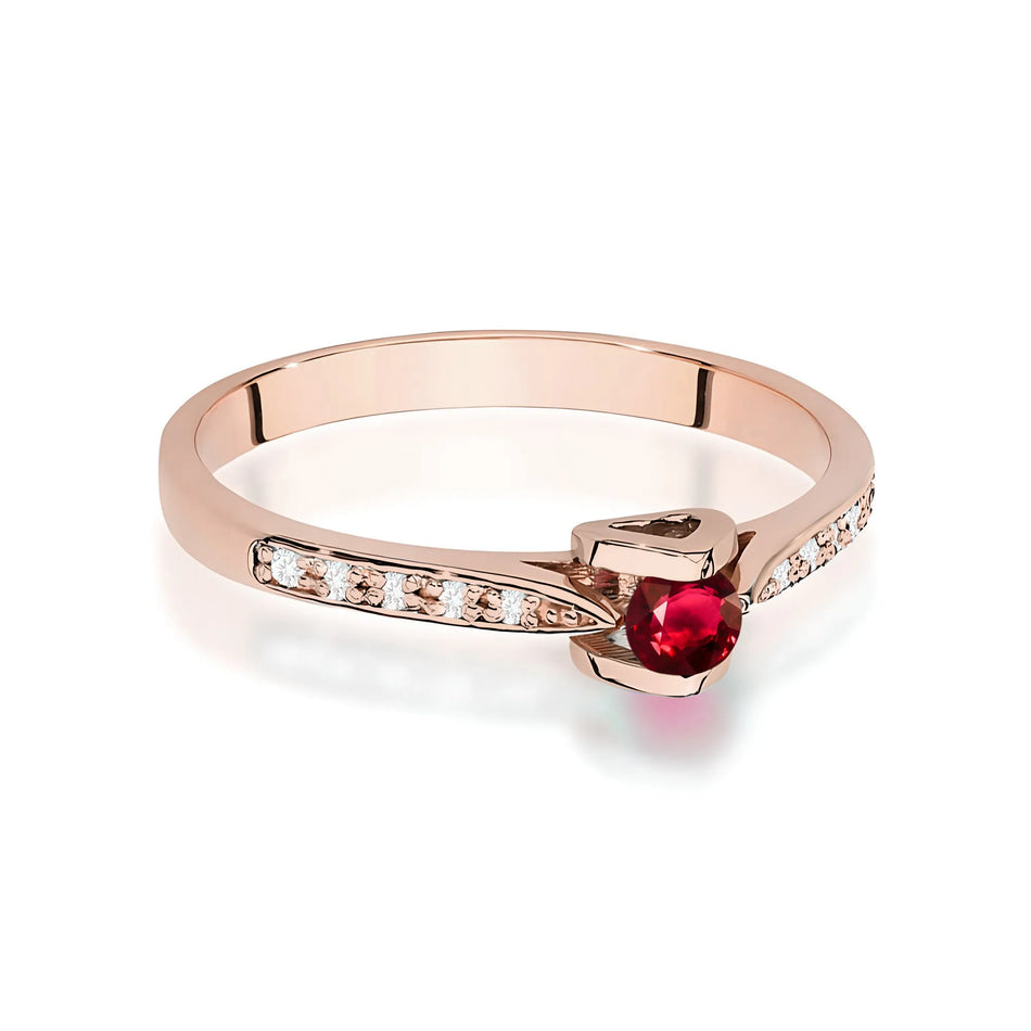 Gold Ring with 0.15ct Ruby and 0.05ct Diamonds