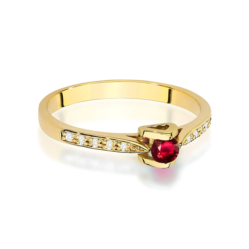 Gold Ring with 0.15ct Ruby and 0.05ct Diamonds