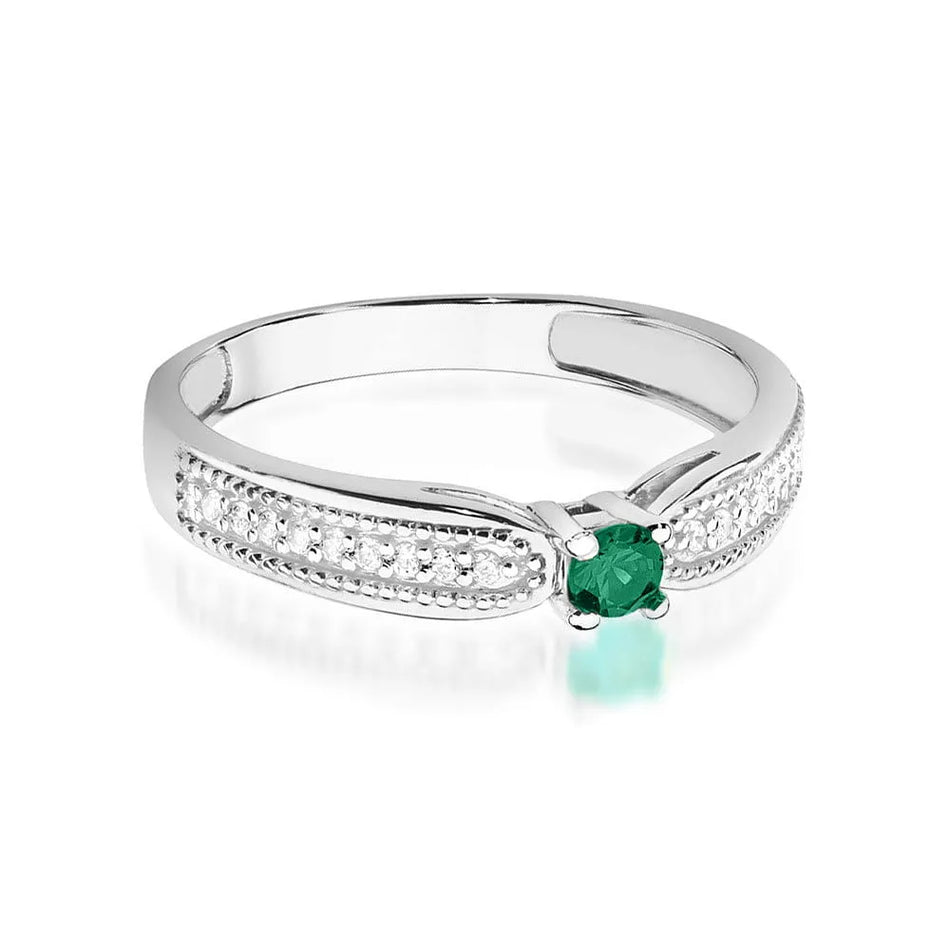Gold Ring with 0.15ct Emerald and 0.09ct Diamonds