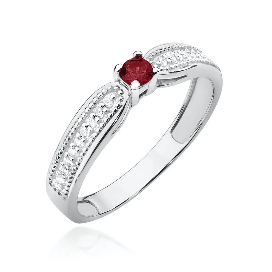 Gold Ring with 0.15ct Ruby and 0.09ct Diamonds