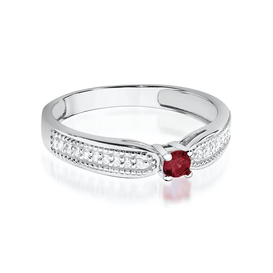 Gold Ring with 0.15ct Ruby and 0.09ct Diamonds