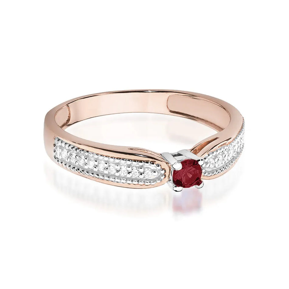 Gold Ring with 0.15ct Ruby and 0.09ct Diamonds