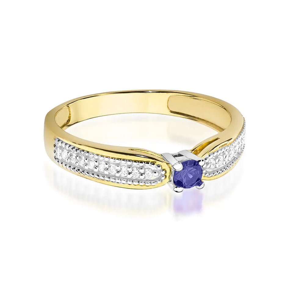 Gold Ring with 0.15ct Tansanit and 0.09ct Diamonds