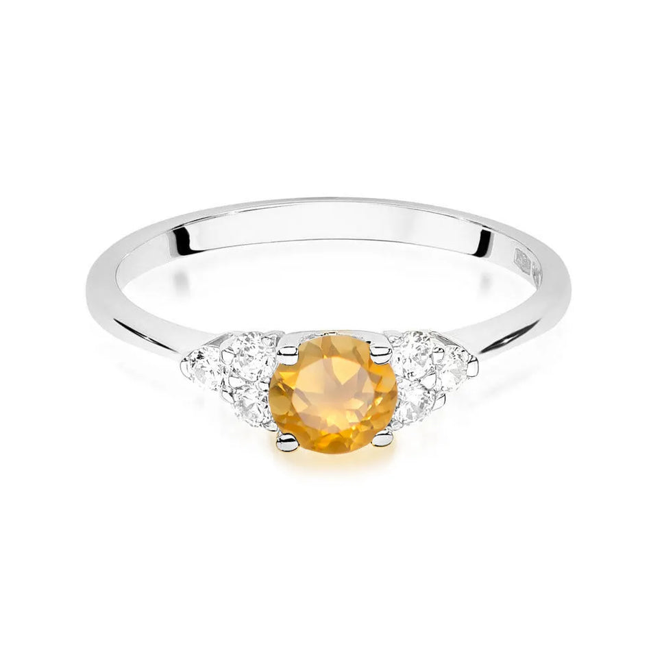 Gold Ring with 0.50ct Citrin and 0.18ct Diamonds