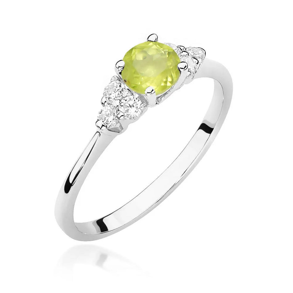 Gold Ring with 0.60ct Olivine and 0.18ct Diamonds