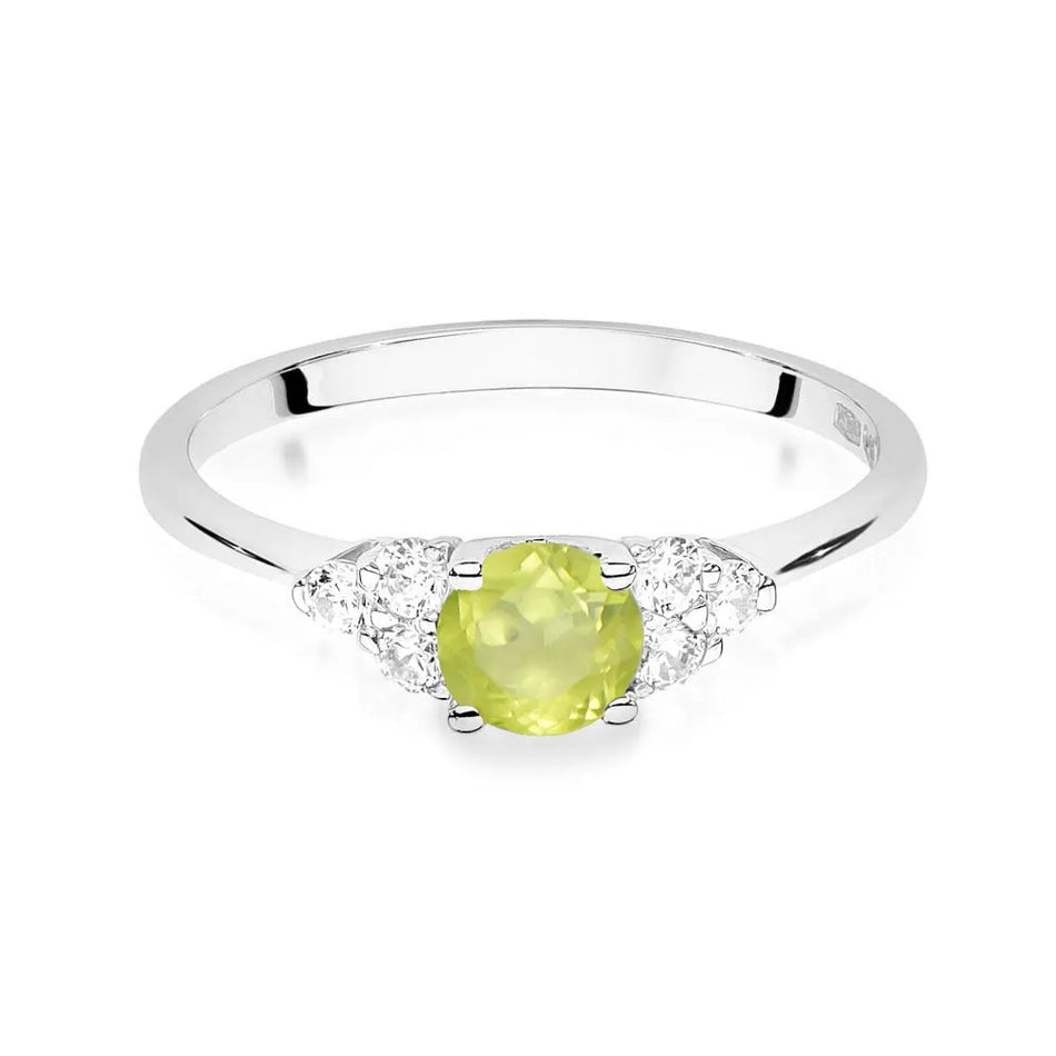 Gold Ring with 0.60ct Olivine and 0.18ct Diamonds