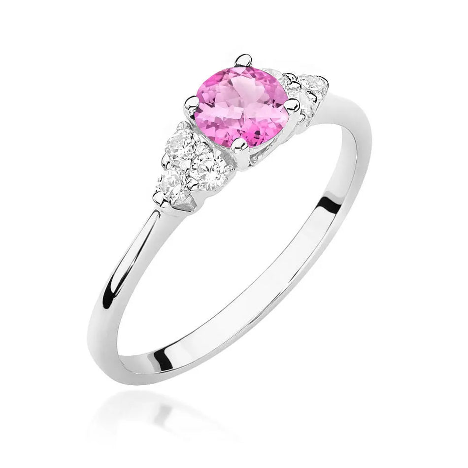 Gold Ring with 0.60ct Pink Topaz and 0.18ct Diamonds
