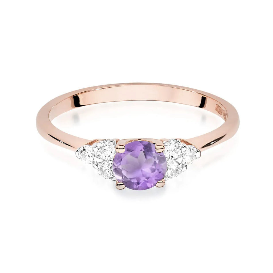 Gold Ring with 0.50ct Amethyst and 0.18ct Diamonds
