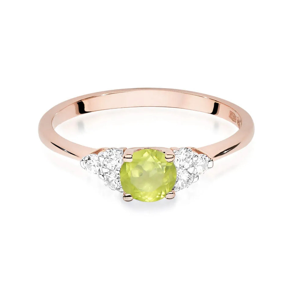 Gold Ring with 0.60ct Olivine and 0.18ct Diamonds