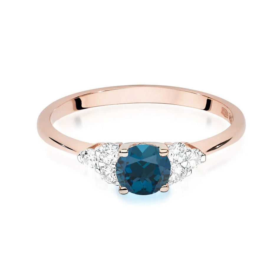 Gold Ring with 0.50ct Topaz London Blue and 0.18ct Diamonds