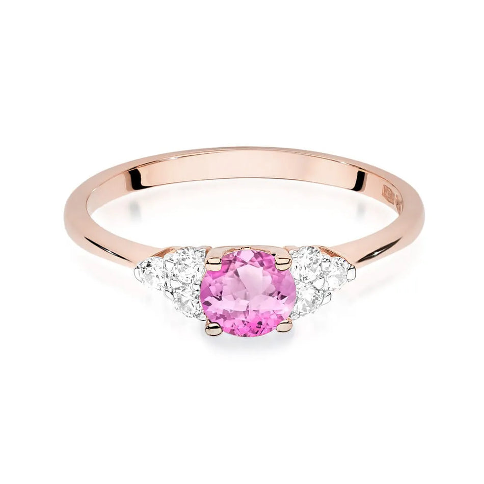 Gold Ring with 0.60ct Pink Topaz and 0.18ct Diamonds