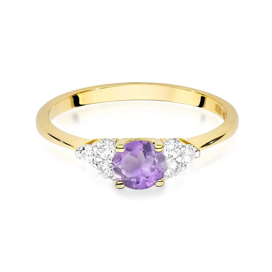 Gold Ring with 0.50ct Amethyst and 0.18ct Diamonds