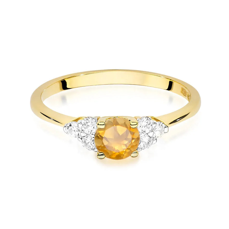 Gold Ring with 0.50ct Citrin and 0.18ct Diamonds