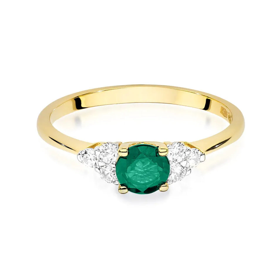 Gold Ring with 0.50ct Emerald and 0.18ct Diamonds