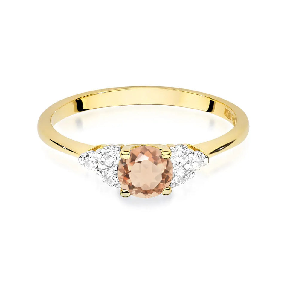 Gold Ring with 0.40ct Morganite and 0.18ct Diamonds