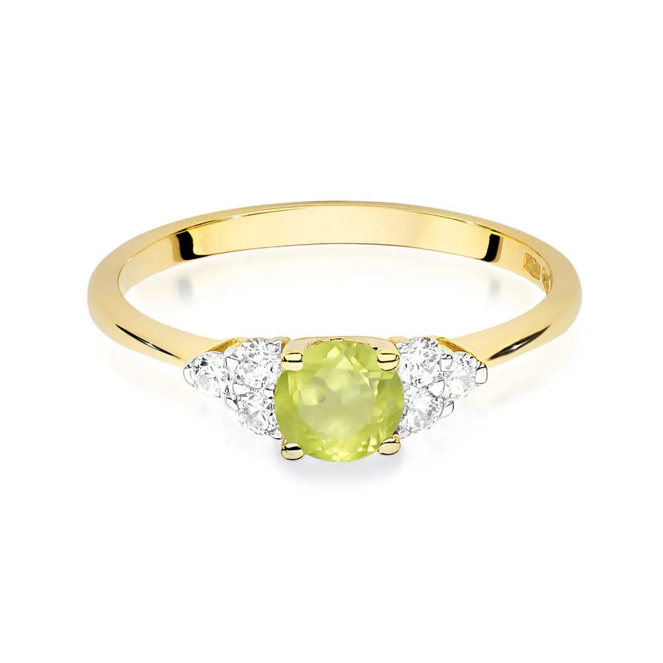 Gold Ring with 0.60ct Olivine and 0.18ct Diamonds