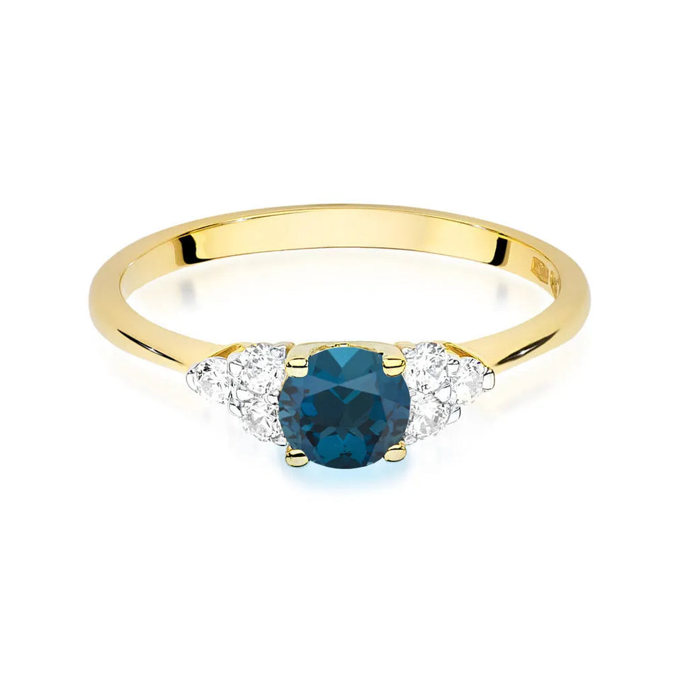 Gold Ring with 0.50ct Topaz London Blue and 0.18ct Diamonds