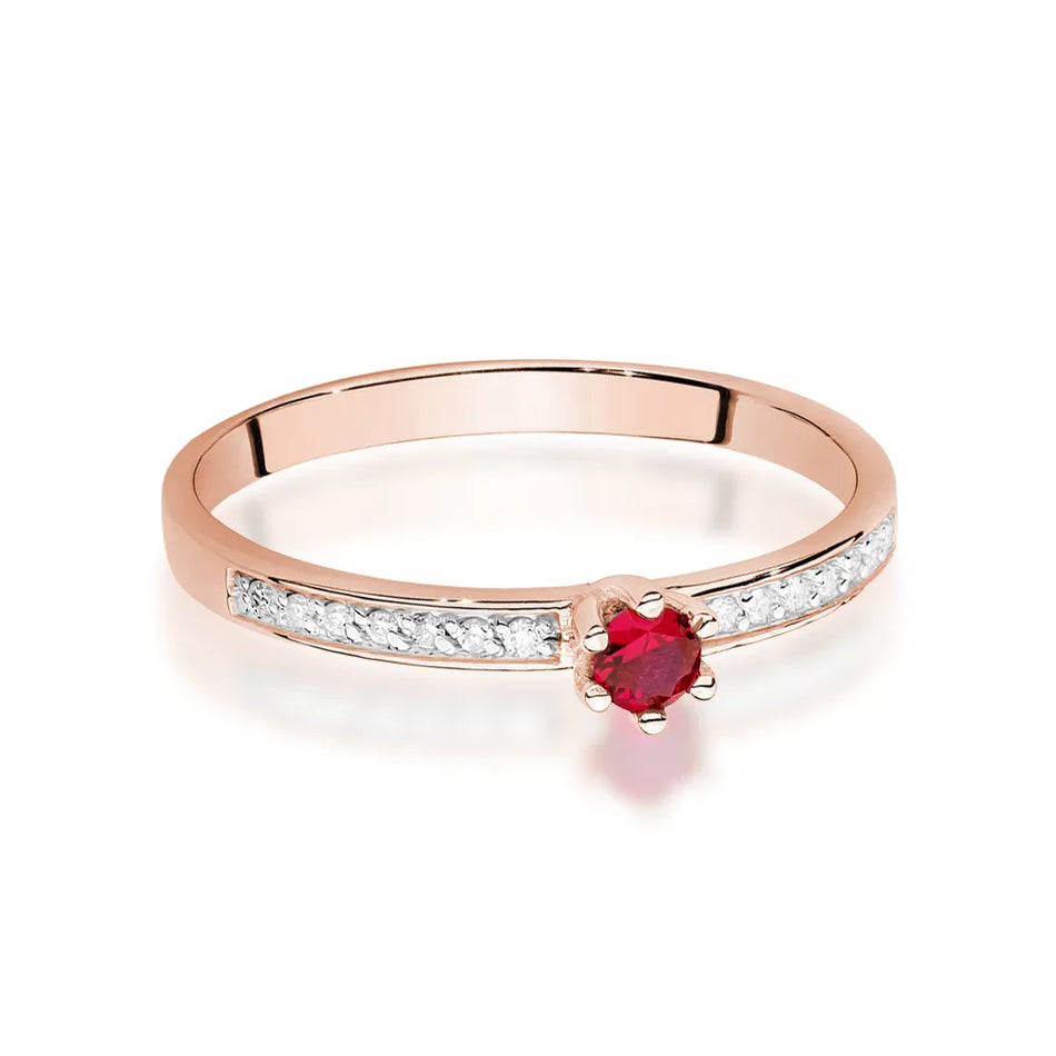Gold Ring with 0.15ct Ruby and 0.07ct Diamonds
