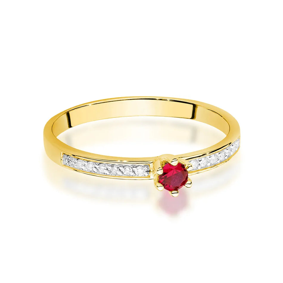 Gold Ring with 0.15ct Ruby and 0.07ct Diamonds