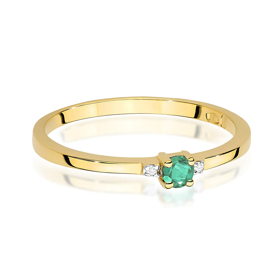 Gold Ring with 0.15ct Emerald and 0.01ct Diamonds