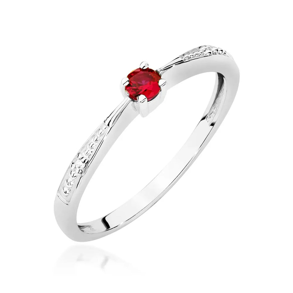 Gold Ring with 0.15ct Ruby and 0.01ct Diamonds