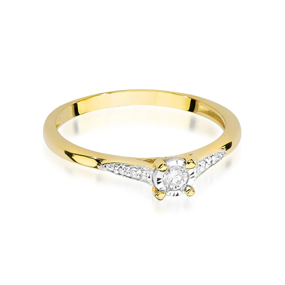 Gold Ring with 0.08ct and 0.03ct Diamonds