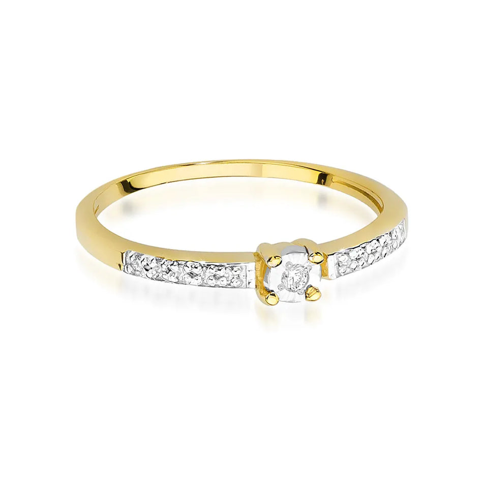 Gold Ring with 0.02ct and 0.05ct Diamonds