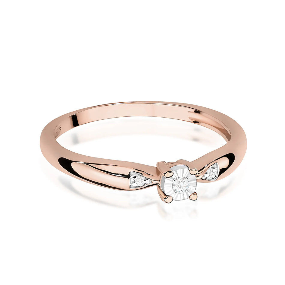 Gold Ring with 0.02ct and 0.01ct Diamonds